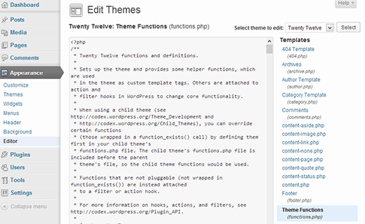 Editing a developed theme 