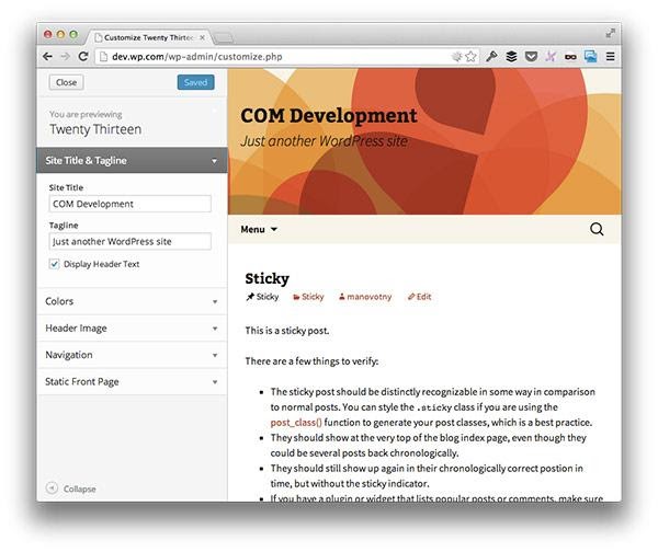 Use the theme customizer to tweak an existing theme