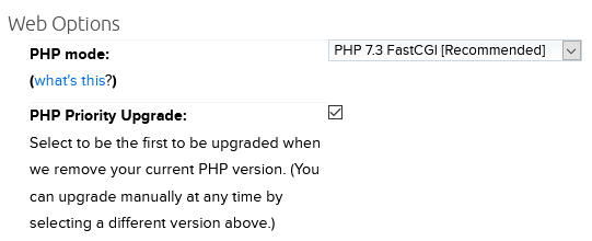 Web Hosting section