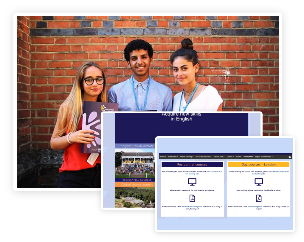 Discovery Summer educational booking portal UI