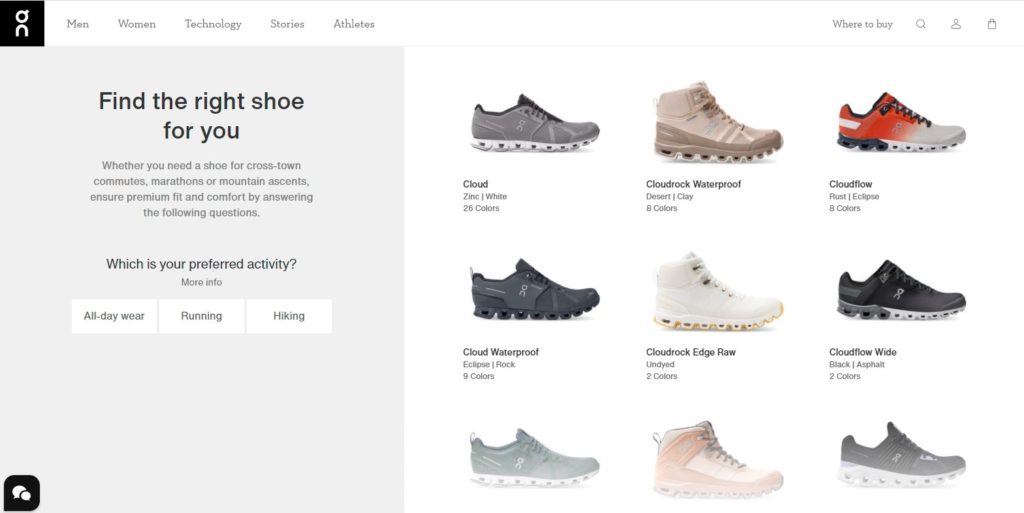 shoe finder quiz by ON