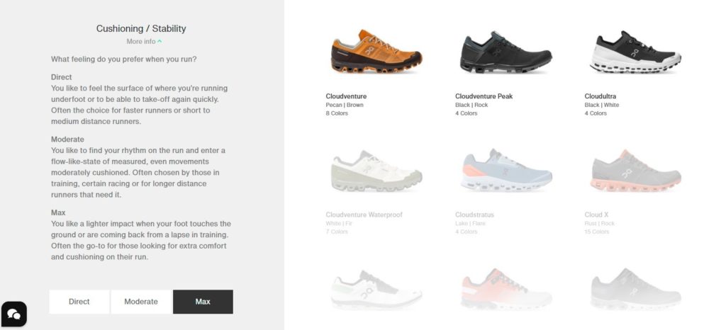 shoe finder quiz by ON