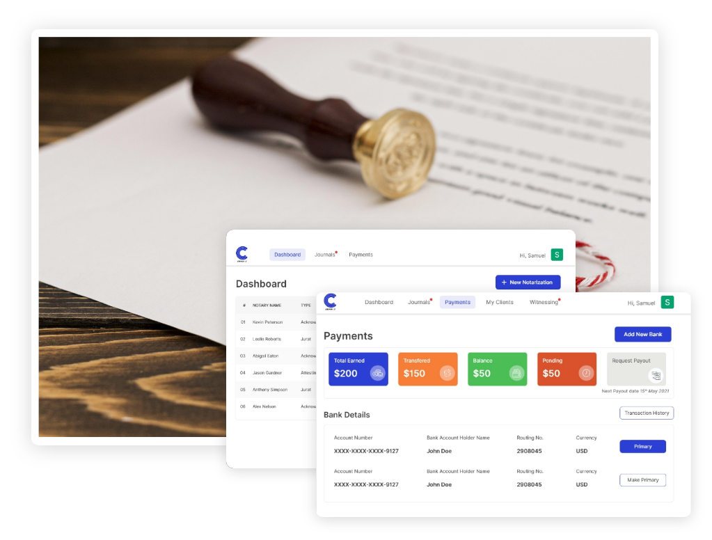 Cyberize It online notarization UI